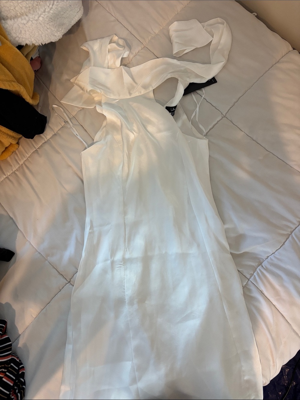 Lulu's White Satin Halter Slip Dress